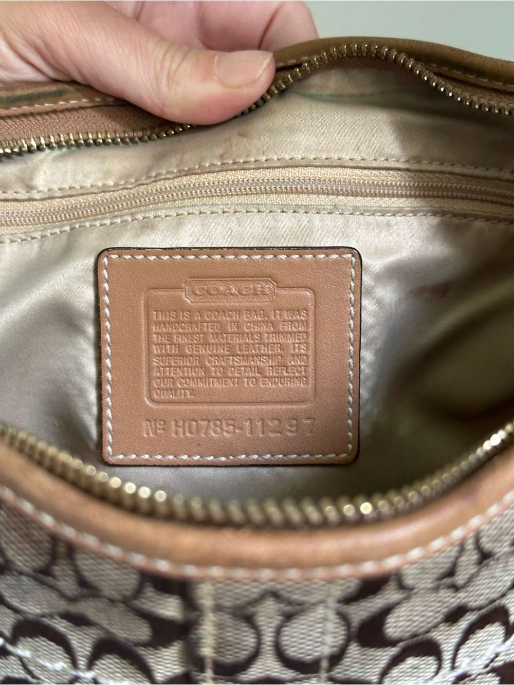 Coach Signature Shoulder Purse CC Logo Sufflette 10776 Light Brown Vintage - Picture 13 of 14